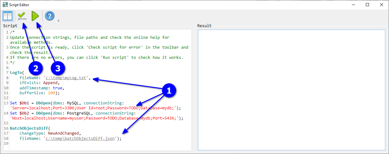 for Cross-DBMS, click query result diff