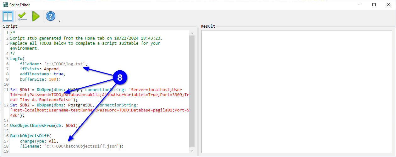 for Cross-DBMS, generated automation script stub