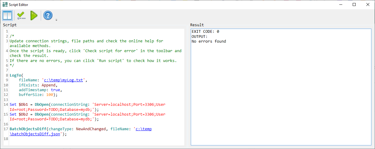 for SQL Server, Scripting Editor