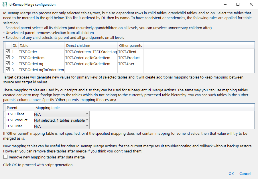 for Oracle, Id-Remap multi-step merge