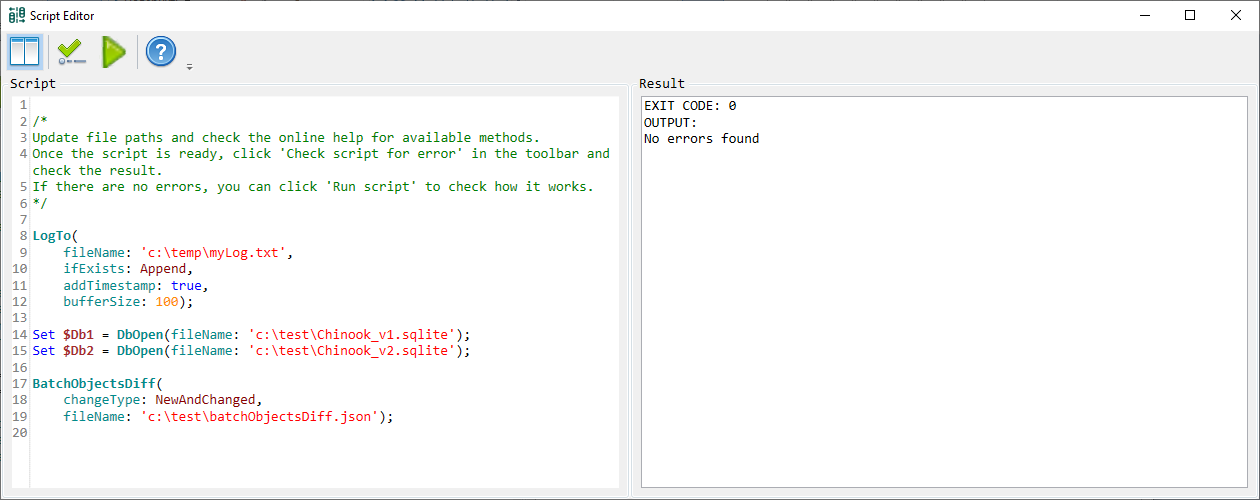 for SQLite, Scripting Editor