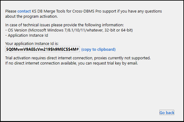 for Cross-DBMS, activation dialog help