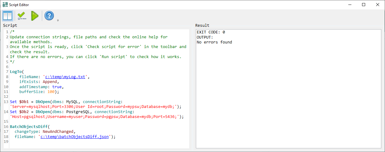 for SQL Server, Scripting Editor