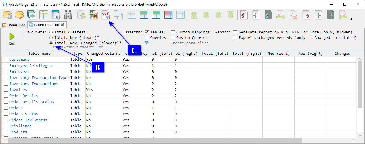 for MS Access, Home tab, click Generate script