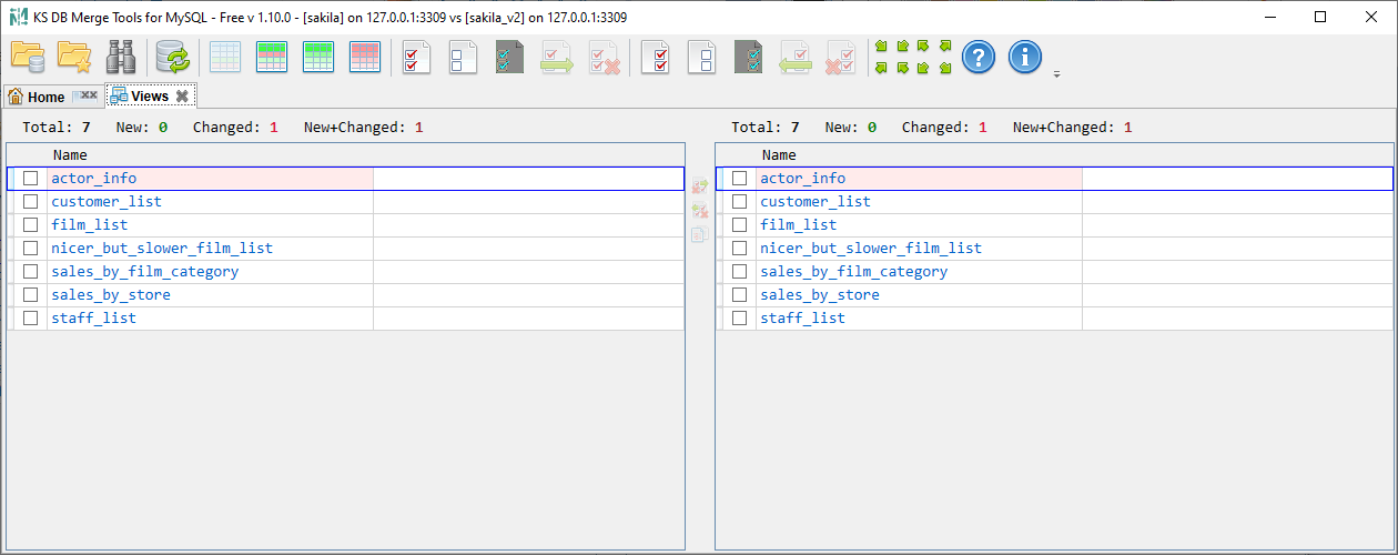 KS DB Merge Tools for MySQL - Compare non-table schema objects