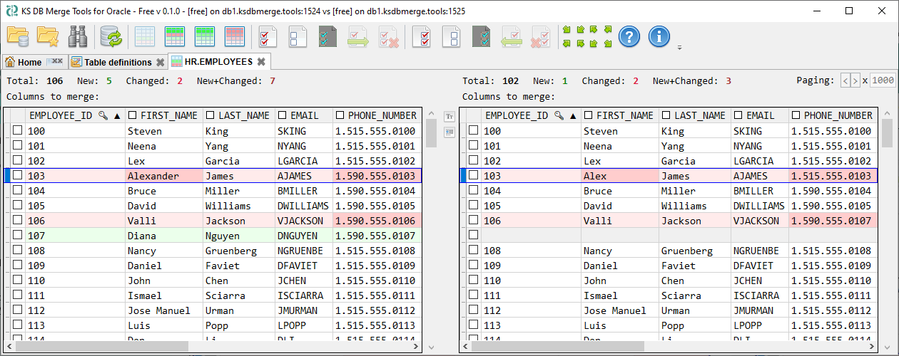 KS DB Merge Tools for Oracle - Compare and synchronize data