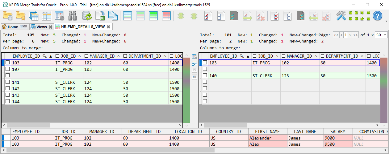 for Oracle, data diff new or changed rows