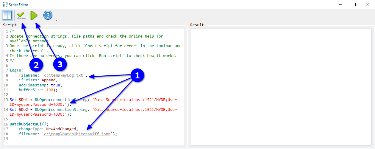 for Oracle, click query result diff