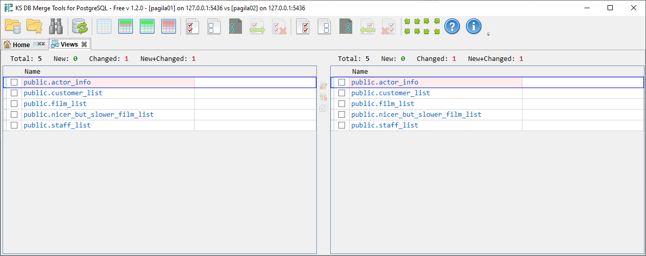 KS DB Merge Tools for PostgreSQL - Compare non-table schema objects