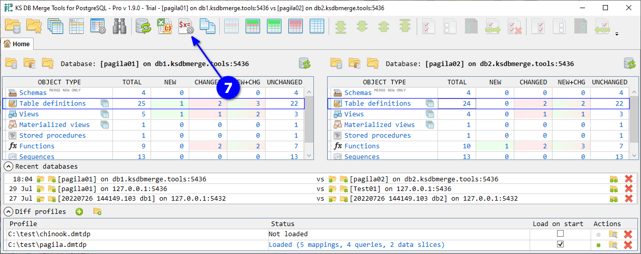 for PostgreSQL, generate automation script on Home