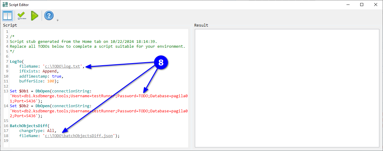 for PostgreSQL, generated automation script stub