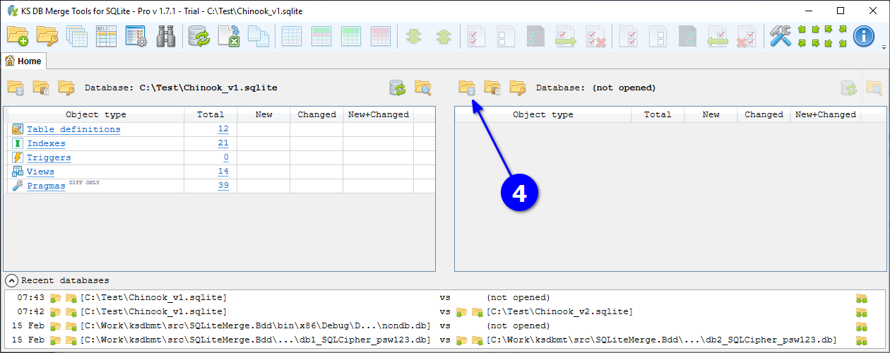 for SQLite, home tab wait for progress