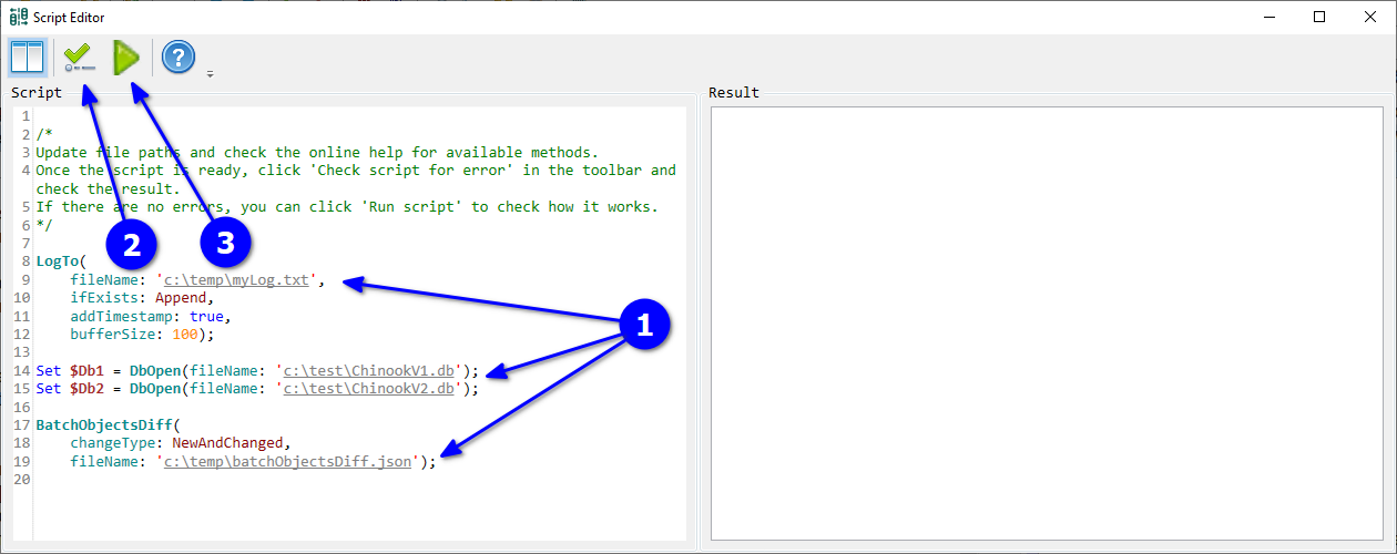 for SQLite, open script editor